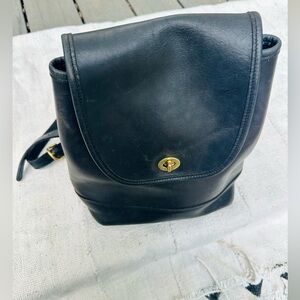 Vintage Coach Leather Backpack Black